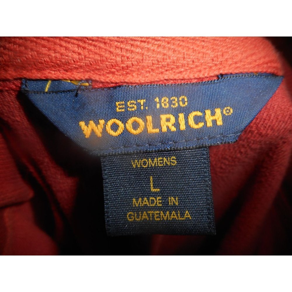 Woolrich Rust Zip V neck top Henley Sweatshirt Sz L 100% cotton Mandarin collar - Picture 2 of 5